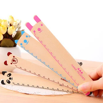 

R03 2X Creative Stationery Bear Panda Student Wooden Measure Ruler Office School Kid Metric Tool Rewarding Promotion Gift