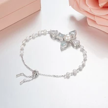 MeiBaPJ роскошный настоящий 925 серебряный крест натуральный жемчуг браслет для женщин Модный AAA Zircons браслет ювелирное изделие