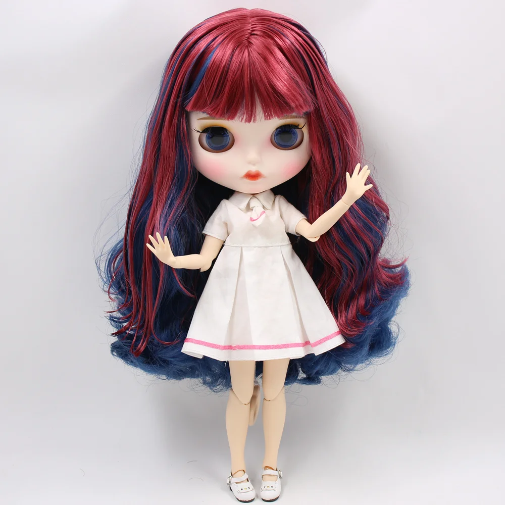 ICY Nude Blyth изготовленная на заказ кукла No. BL6221/12532 синий микс красные волосы 1/6 bjd pullip