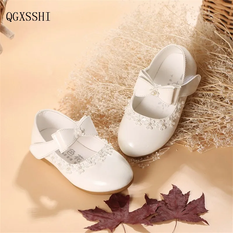 QGXSSHI/кожаная обувь для маленьких девочек; детские сандалии для девочек; кожаная обувь принцессы с бантом для девочек; детская кожаная обувь с бантом