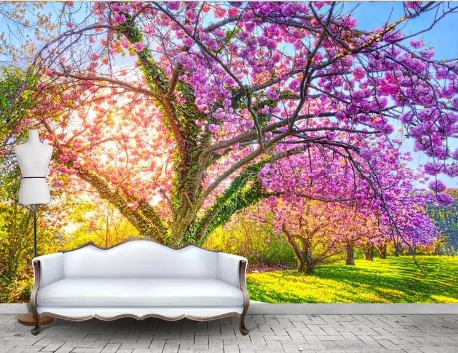 Beibehang на заказ фото обои 3D Cherry невый цвет дерево Настенные обои гостиная спальня диван обои для стен 3 d