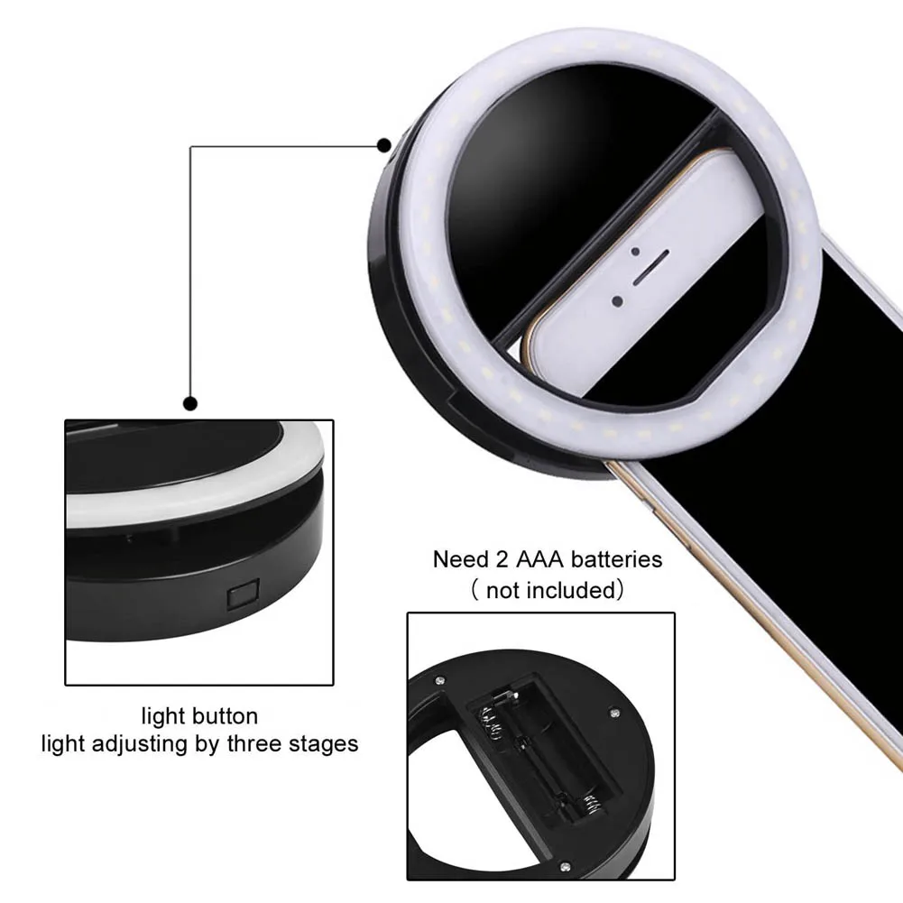 ALLOET Универсальный светодиодный кольцевой вспышка для селфи заполняющий свет телефон фотография селфи лампа камера клип Lentes для iPhone Xiaomi samsung