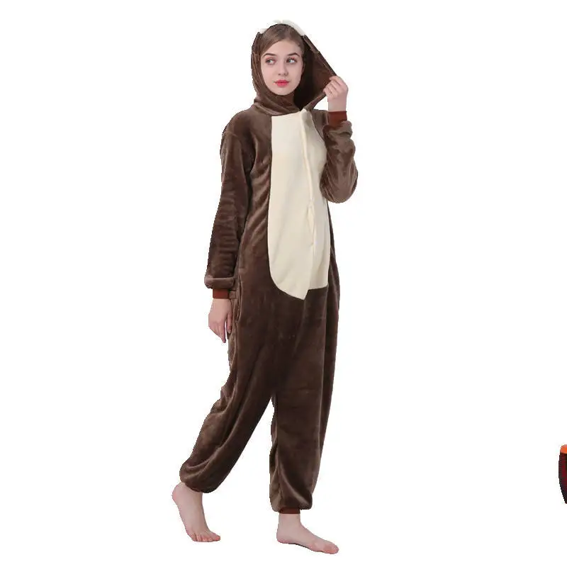 Кигуруми Пижама в виде белки Свободные Комбинезоны для взрослых в виде животных для женщин и мужчин пара зимние пижамы Kegurumi пижамы