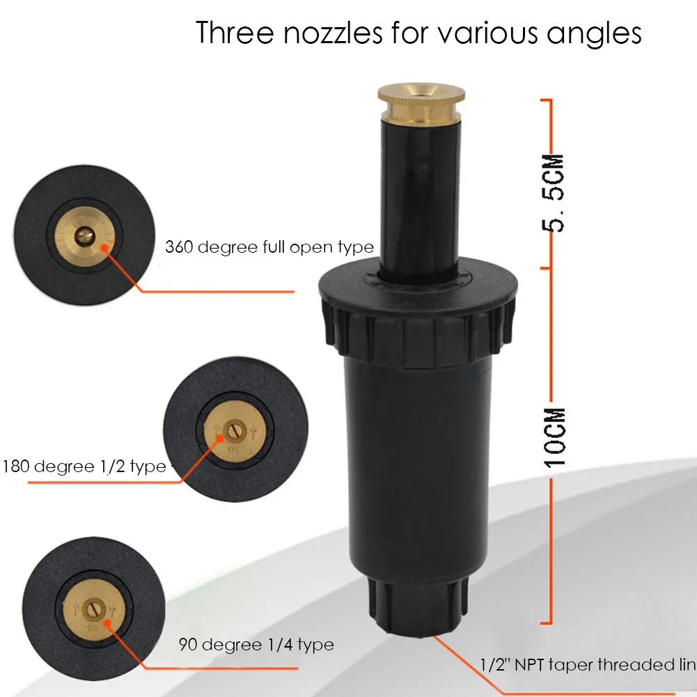 90/180/360 градусов Поворот чистой меди похороненный автоматический спрей Pop-up Телескопический газон похоронен сопло для садоводства инструменты для орошения