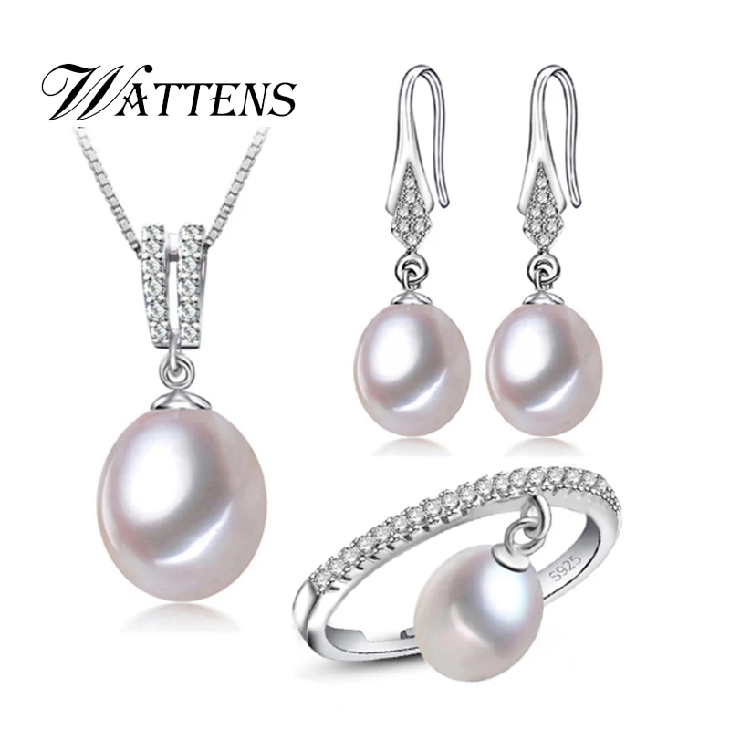 

Pearl Jewelry Sets Pearl Earrings Pendants Rings necklace for women 925 sterling silver white black Natural freshwater pearl