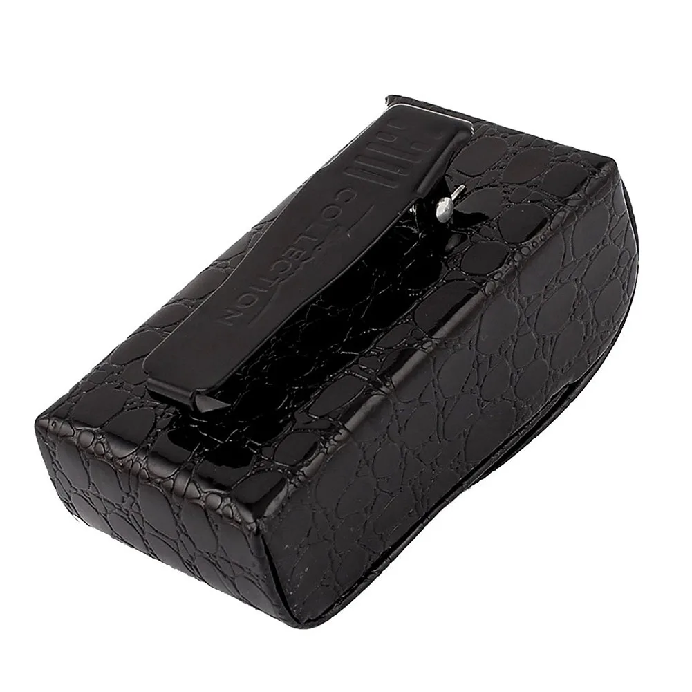 Hot Faux Leather Press Buckle Folding Eyeglasses Case Glasses Box Black Hot Faux Leather Press Buckle Folding Eyeglasses Case Glasses Box Black