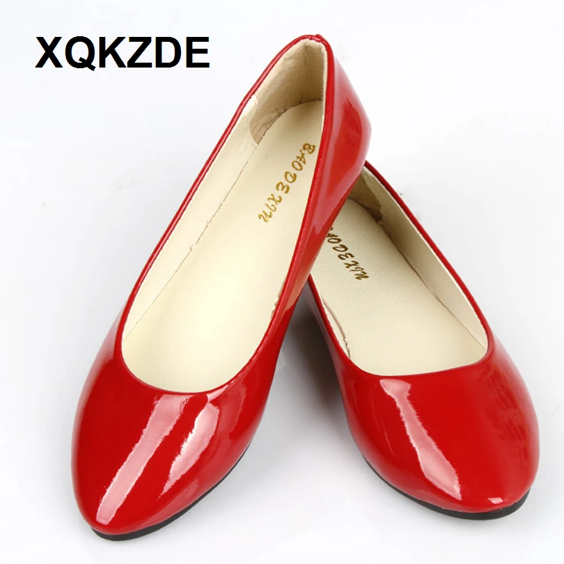

XQKZDE 2018 PU Leather Point Toe Women Casual Spring Summer Candy Colors Girl Flat Soft Ballet Zapato Shoes 800AF06