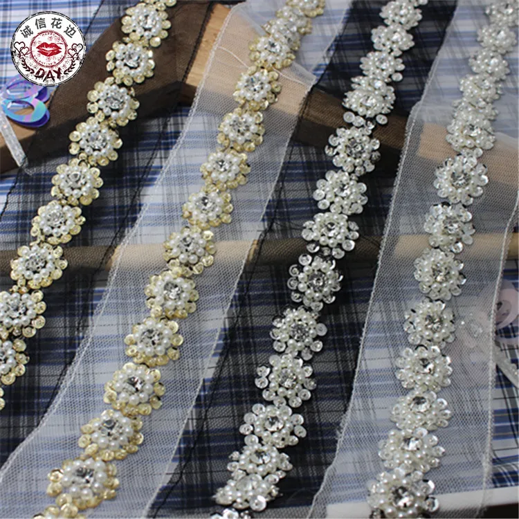 

Free shipping 2.5cm, 1'' wide mesh ribbons lace with gold /sliver sequins beaded lace trims, 1Ys/lot Z668