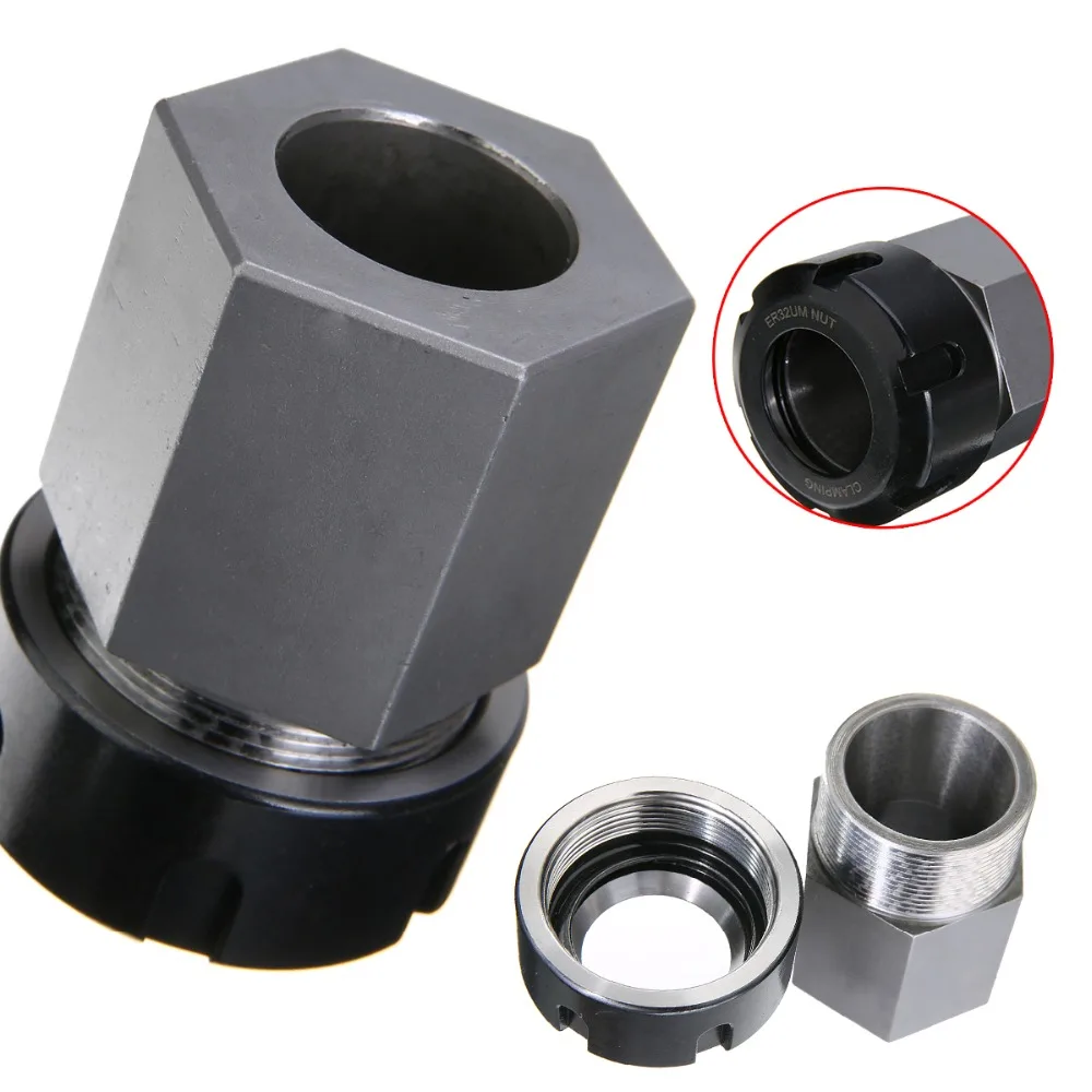 

1pc Hard Steel Hex ER32 Collet Block Hex Spring Chuck Collet Holder Silver Black 65mm Length For Lathe Engraving Machine
