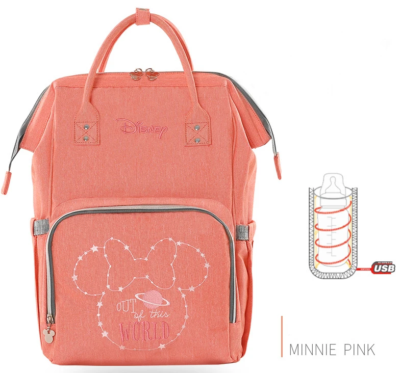 

Disney USB Heat Preservation Diaper Bag Maternity Heating Nappy Backpack Large Capacity Nursing Travel Backpack