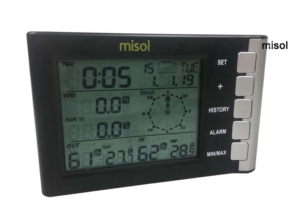 Koop Misol Professionele weerstation windsnelheid richting temperatuur vochtigheid regen 433Mhz