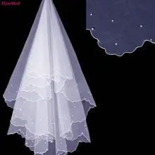 Best продажи свадебное тюль белый и слоновая кость фаты карандаш бисером край один Слои дешевые невесты Для женщин вуаль