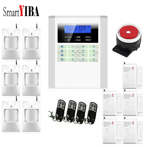 

SmartYIBA Home Security Wireless Wired PSTN GSM Alarm System LCD Keyboard 433MHz Sensor Russian Spanish French Italian Voice