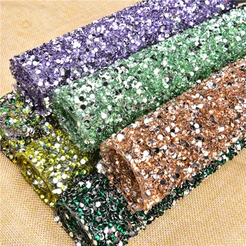 

24*40cm Hotfix resin Rhinestones Mesh Trim Crystal Fabric Sheet Strass Appliques Banding patch For Dress Jewelry DIY Accessories