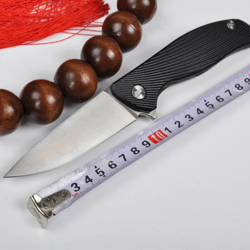High Quality Pocket Knife D2 Blade Black G10 + TC4 Handle Folding Knife Utility Tactical