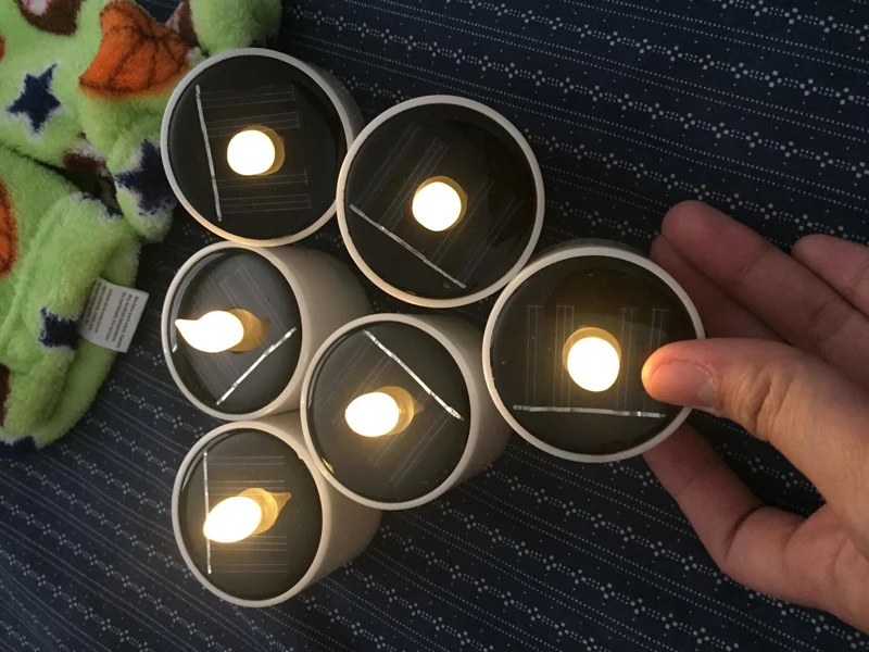 6pcslot Flicker Solar Power LED Candle Light Electronic Solar LED Lamp Night Light Powered-plastic Solar Energy Candle for Home (14)