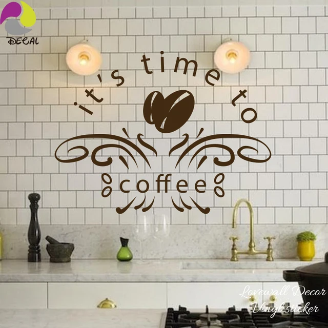 It is time to coffee Kitchen quote Wall Sticker Restaurant ...