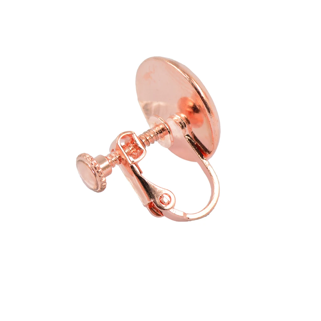 10 Pieces Clip On Non Piercing Bezel 12mm Cabochon Adjustable Screw Earring Clips Jewelry Design Craft Findings