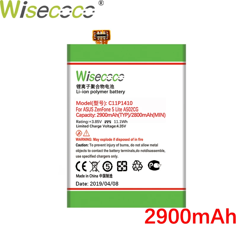 WISECOCO 2900 мАч C11P1410 батарея для Asus ZenFone 5 Lite A502CG мобильный телефон новейшее производство высокое качество батарея