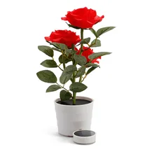 Солнечный газон сад балкон дома Спальня Led Роза декоративная настольная лампа Искусственный завод прикроватный цветочный горшок