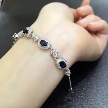 

New Qi Xuan_Free Maill Dark Blue Stone Elegant Bracelets_S925 Solid Silver Fashion Bracelets_Manufacturer Directly Sales