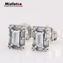 Mistletoe 925 пробы серебряные светящиеся ледяные серьги-гвоздики, прозрачные CZ европейские ювелирные изделия