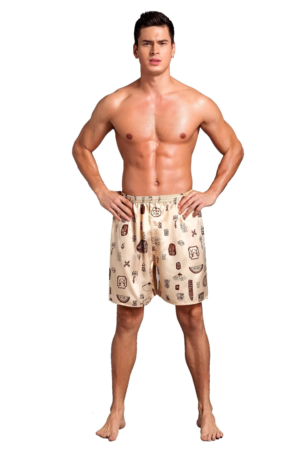 Buy Casual Loose Men's Satin Silk Pajama Shorts Summer Sleepwear Soft Boxer