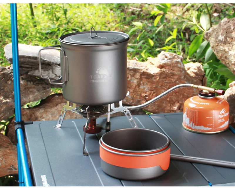 Copo de Titânio Acampamento ao ar Copo de Titânio para Acampamento ao ar Utensílios de Mesa Toaks Ultraleve Livre Fogão para Caça Esportes Pot-1100 1100ml 10 Louça para ar livre