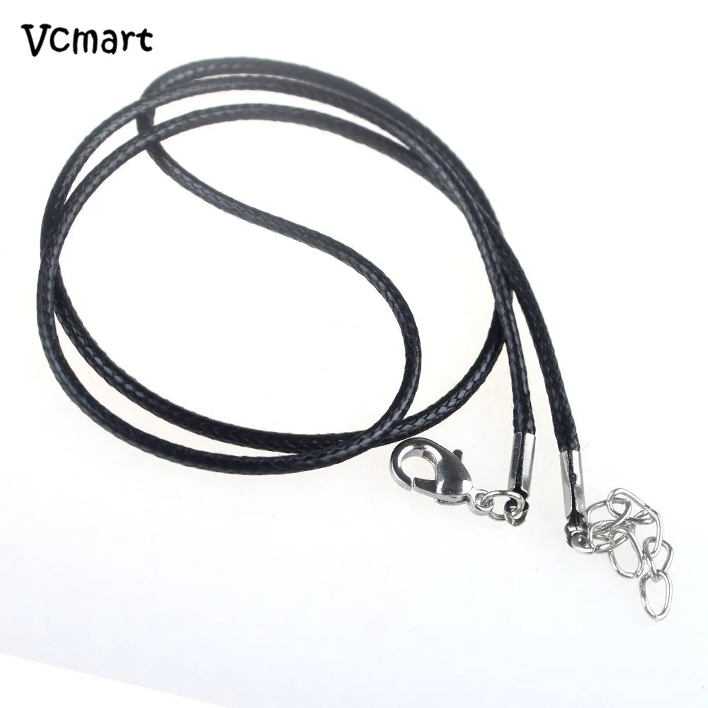 18" Black Leather Braided Necklace Cords With Lobster Clasp Leather