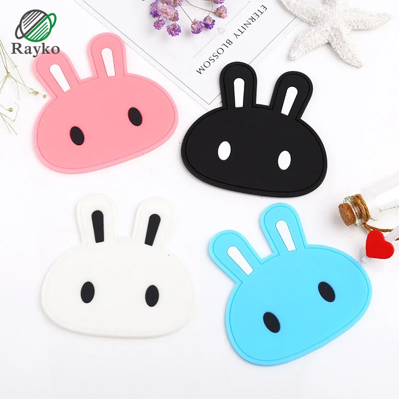 

Cartoon Rabbit Mats Cute Ear Styling Oil Proof Placemats Dish Potholders Non Slip Insulation Pad Anti Scalding Waterproof Mats