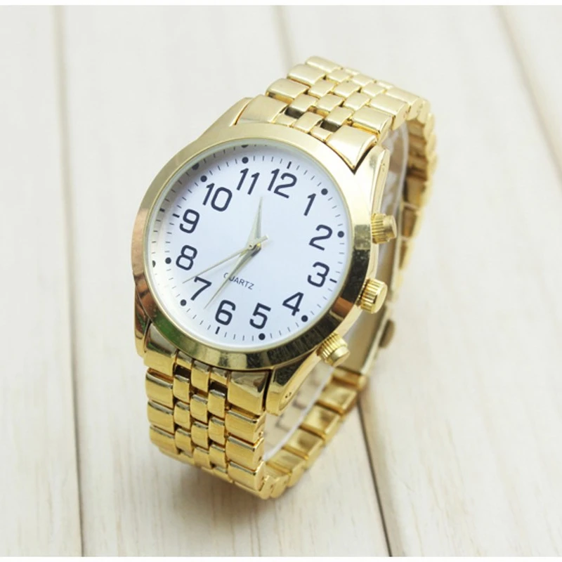 

High Quality Old Men People Watch Big Number Stainless Steel Bracelet Wristwatch Lover Watches Women Man Simple Watch relogio