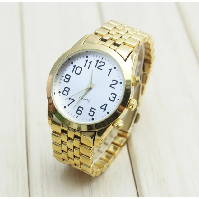 High Quality Old Men People Watch Big Number Stainless Steel Bracelet Wristwatch High Quality Old Men People Watch Big Number Stainless Steel Bracelet Wristwatch