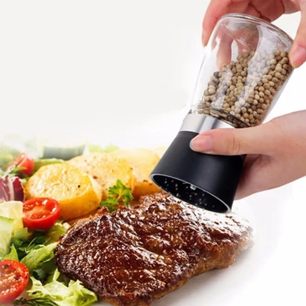 

1Pc Virtuous Manual Adjustable Glass Salt or Pepper Mill Grinder Set - Best Grips Grinding Mechanism Kitchen Tool (Black)(00352)