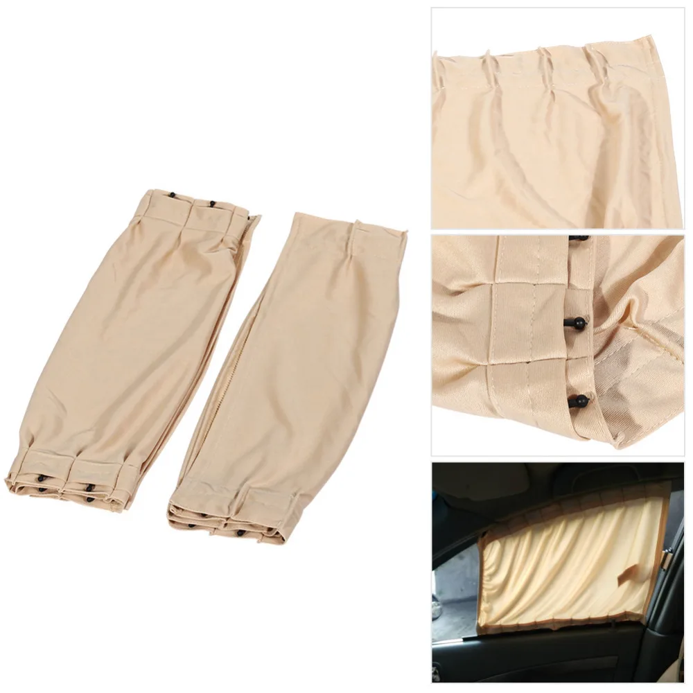 

2 PCS Auto Car Curtain Window Car Sun Shade Windshield Sunshade Drape Visor Shield Visor Block Curtains UV Protection Beige