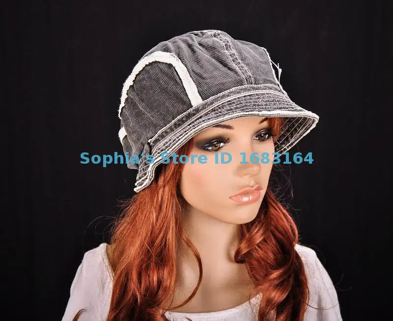 M196 Черный Симпатичные Stripes Хлопок Вс Шляпы Cap Ведро Летом женская СЗТ