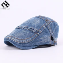 Evrfelan новые модные береты Шапки Для мужчин Кепка с якорем Классические джинсовые сезон: весна–лето Boinas Для женщин шапки-береты козырьки для улицы солнцезащитные очки