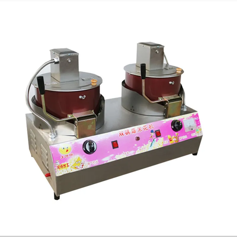 Commercial 2 Cylinder Popcorn Machine Gas Full automatic Stirring