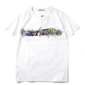 

New Novelty 2019 Punk Men Fashion T Shirts Embroidery swirl Human T-Shirt Hip Hop Skateboard Street Cotton T-Shirts Tee Top K42