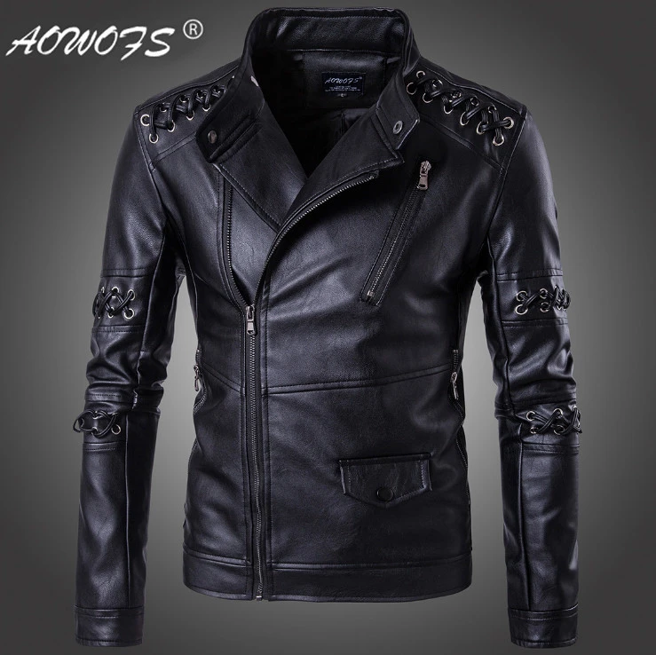 Male Coat Jaqueta De Couro New Design Handsome Men Leather Jackets Europe  And America Braided Rope Motorcycle Leather Jacket - Faux Leather -  AliExpress
