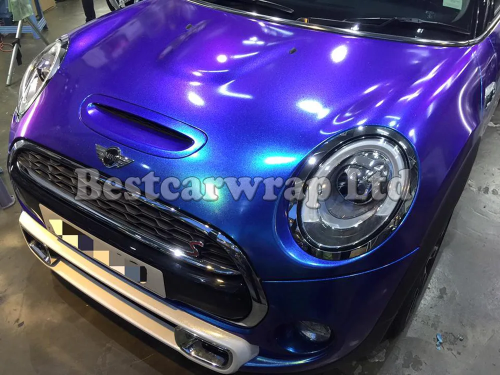 Premium Glossy metallic blue pearl chameleon Vinyl For Car Wrap With Air release sparkle gloss metallic