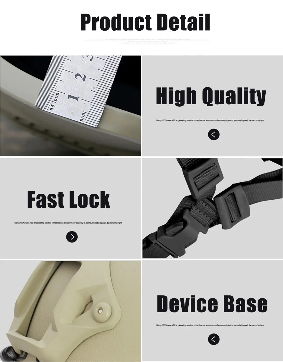 Quality Tactical Helmet Airsoft Gear Paintball Head Protective Face Mask Helmet with Night Vision Sport Camera Mount 3 Colors