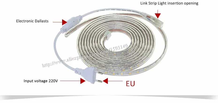 220 В SMD 5050 Гибкие светодиодная лента Света 1 М/3 М/4 М/5 М//8 М/9 М/10 М/12 М/15 М/20 М/25 М+ ЕС Plug, 60 60leds/м IP67 Водонепроницаемый Светодиодные Полосы