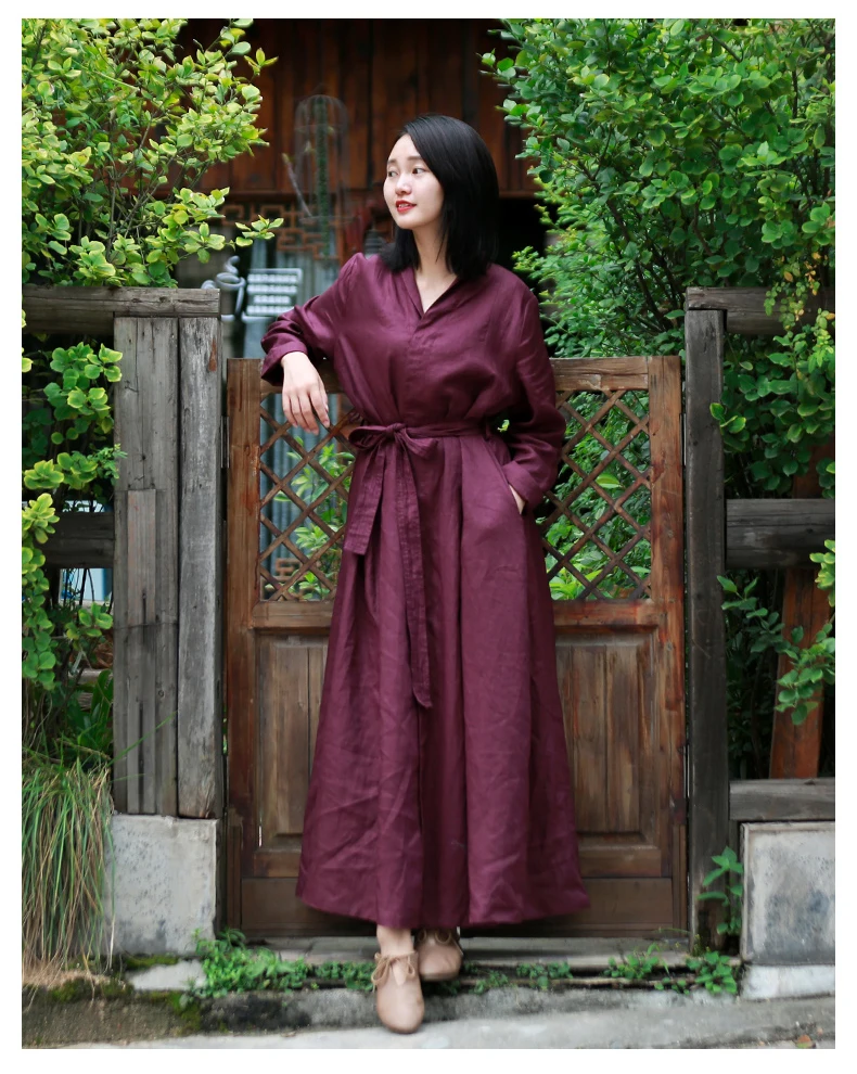 v neck linen dress (10)