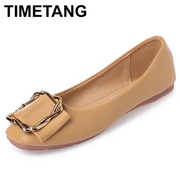 

TIMETANG Lady soft sole Flats Shoes for drive pregnant woman fashion shoes Women Spring summer Shoes square toe shoes 35-41E579