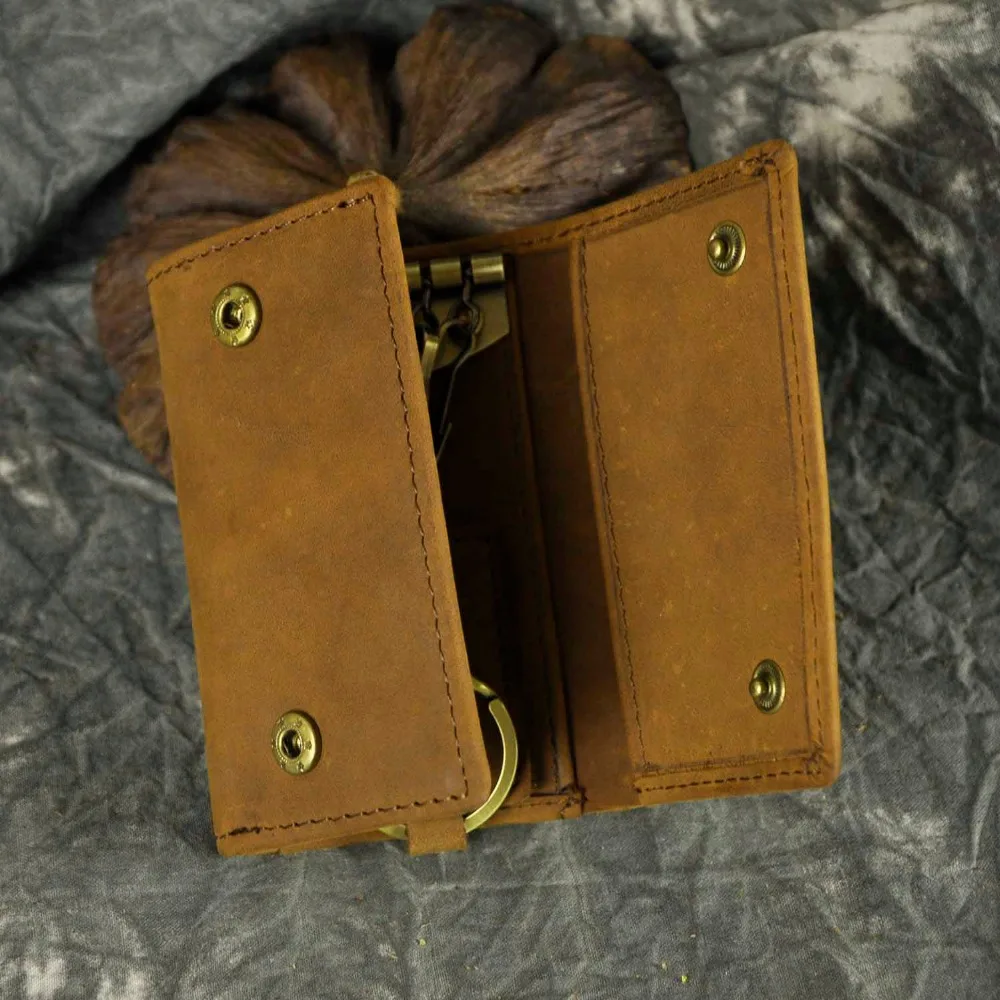 Original Leather Men Fashion Multifunction Coin Wallet Car Remote Case Key Ring Case Holder Chain Designer Key Package Bag 230-L
