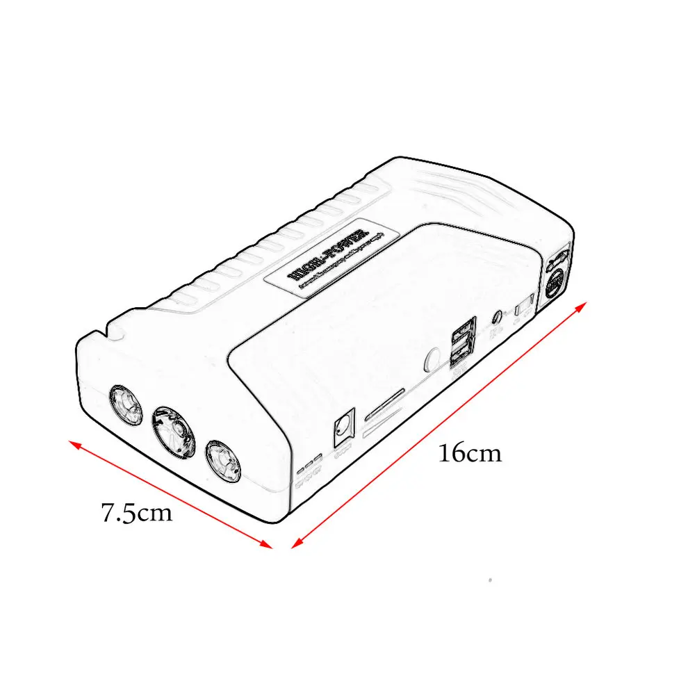 68000ma Portable Car Jump Starter Cars Auto Emergency Start Power Bank With Three Lights Engine Booster