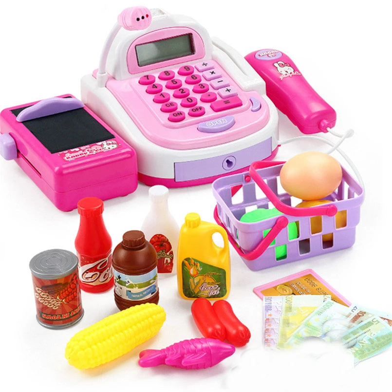 Mini caja registradora de supermercado para niños, juguete de simulación,  contador de pago, productos de comida, casa de juegos de imitación, juguetes  para niñas|Juguetes de comestibles| - AliExpress