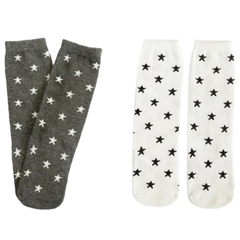 

Cute Star Print Winter Autumn Calf Length Tube Crew Socks For Child Or Toddler W15