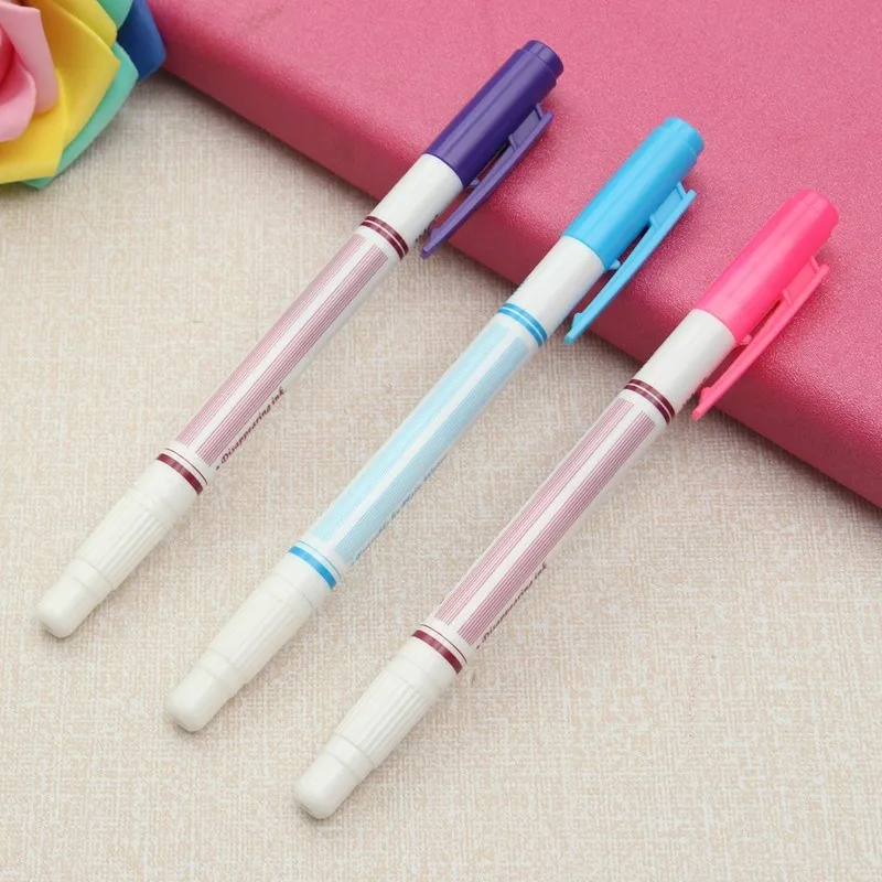 Penna Marcatrice per tessuti cancellabile con acqua a doppia punta Rosa e Viola 2 x confezione 