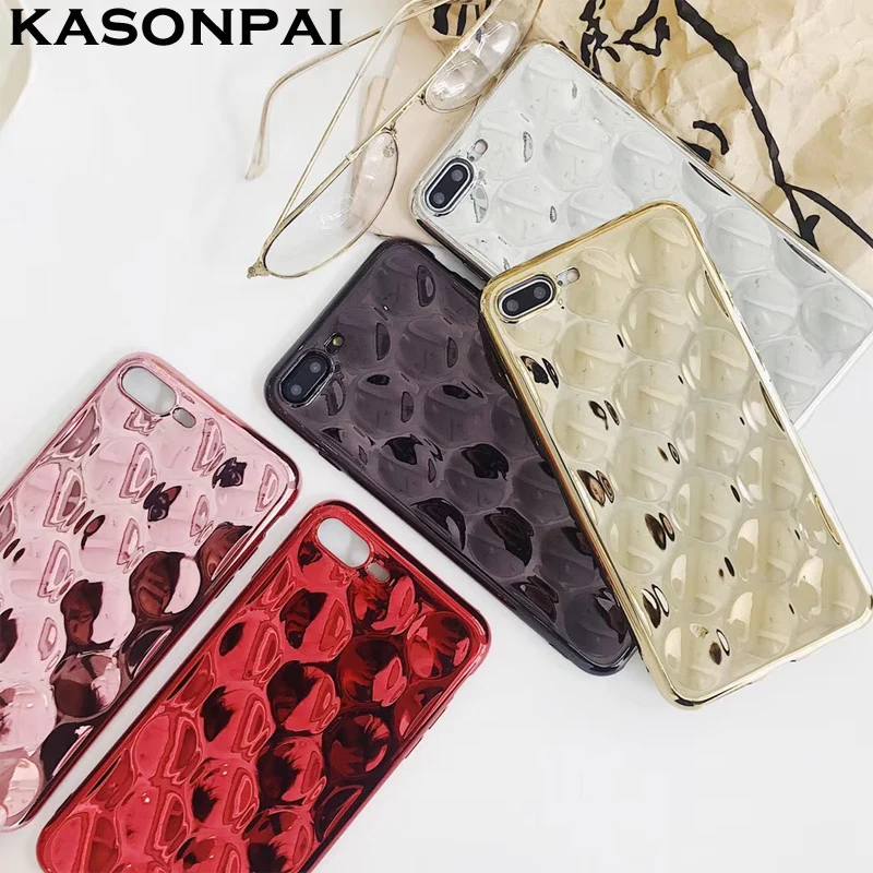 

KASONPAI Funny Plating Mirror Phone Case For iphone X 7 6S 6 8 Plus Luxury Colorful Back Cover Fashion ins Lovely Cases Capa